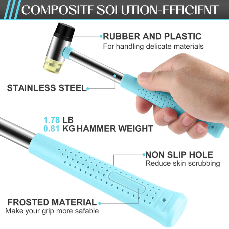 8oz Hammer, 2-Piece Small Claw Hammer & Rubber Mallet Hammer Mini Hammer Set Blue