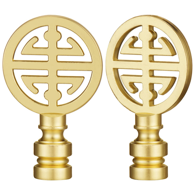 Canomo 2 Packs Oriental Asian Lamp Finial Cap Knob Lamp Decoration for Lamp Shade, Brass, 2.16 Inches