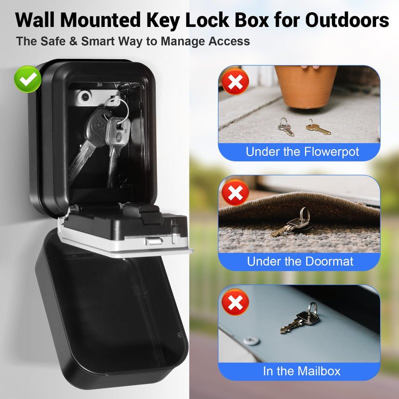 Smart Key Lock Box with Code – Bluetooth & PIN Unlock, APP Controlled Digital Lockbox for Keys, Generate eKeys and Remote Passcodes for Airbnb Landlords Families Realtors (Grey) Grey