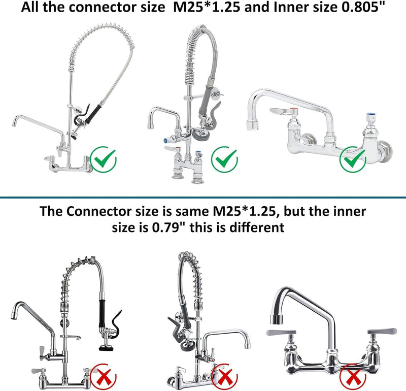 12 Inch Faucet Spout Replacement Fits for Most T&S Faucets, 360° Commercial Sink Faucet Swivel Spout for 2 or 3 Bay Compartment Sinks