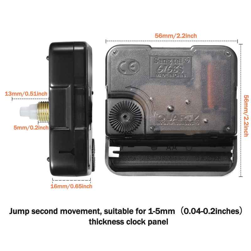 Mudder 8 Pcs Silent Clock Movement Mechanism Kit with 8 Different Pairs of DIY Clock Hands 13 Mm/ 0.51" Shaft Length DIY Repair Parts Kit Replacement Motor