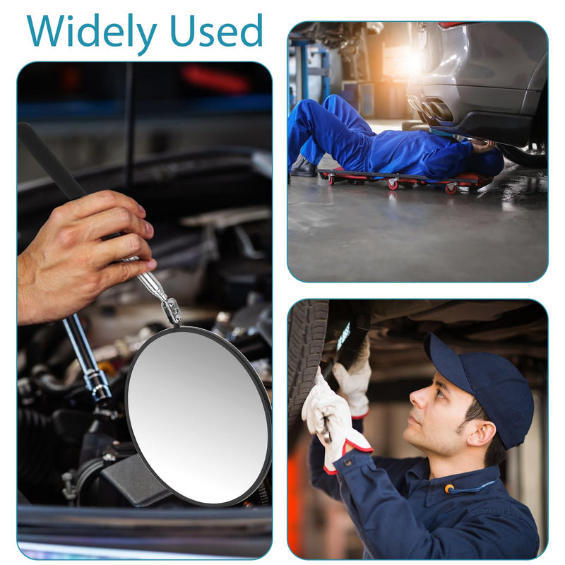 Telescoping Inspection Mirror, Circular Inspection Mirror, Flexible Inspection Mirror 360 Rotation with Extended Handle Round Inspection Mirrors for Checking Vehicle Condition(Dia-4 Inch) 4 Inch
