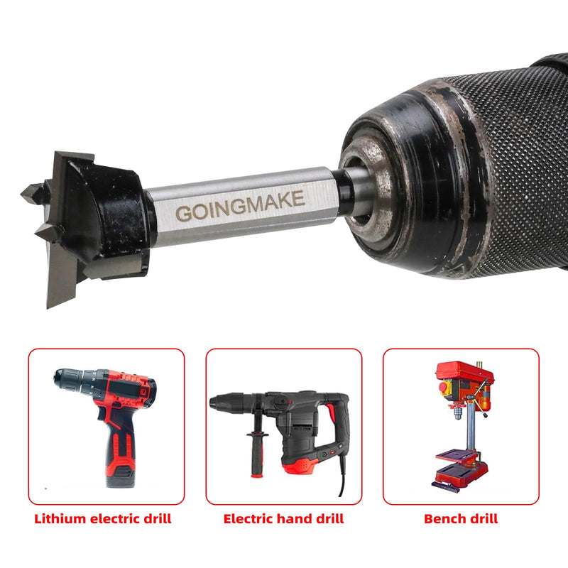 GOINGMAKE 2 Set 35mm Replacement Carbide Tipped Hinge Drill Bit Fits for GOINGMAKE Concealed Hinge Jig, Cabinet Hinge Jig Drill Bits Fits for Woodworking Hole Drilling