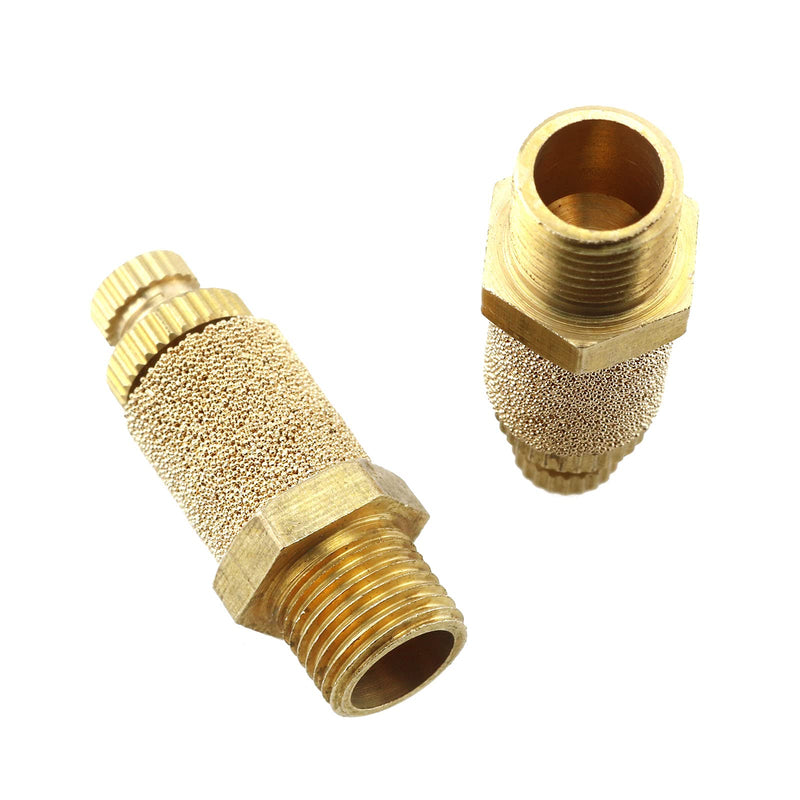 E-outstanding 5Pcs Solenoid valve copper muffler Pneumatic Muffler Silencer Adjustable 1/4 inch Threaded Air Filter Flow Speed Controller Muffler Fitting