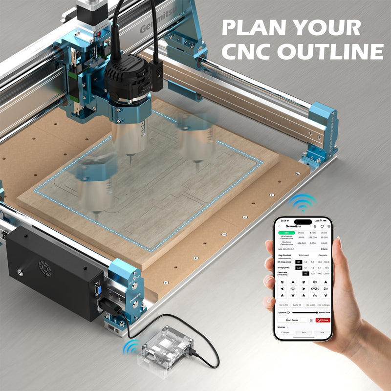 Genmitsu GGW-USB Wireless Wi-Fi Module Kit with USB Port, App G-Code Sending, Remote Control and Monitor CNC Milling Machine Offline Controller for all CNC Machine