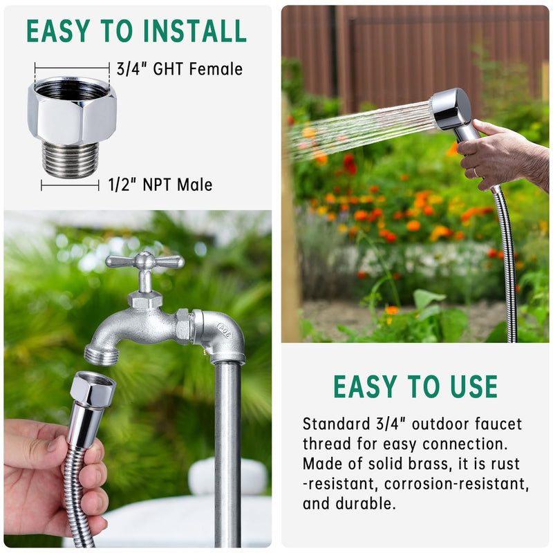 3 Mode Dog Shower Attachment, High Pressure Handheld Sprayer with ON/OFF Switch, 3/4 GHT Female Connector, 100 Inches Stainless Steel Hose, for Outdoor Pet Bathing and Washing