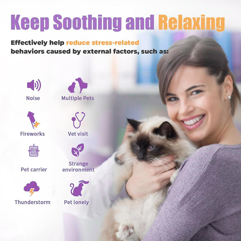 6 Pcs Calming Collar for Cats Adjustable Pheromones Relaxing 180-day Lasting Effect Cat Calming Collar with 2 Gold Pendant for Reduces Stress Anxiety, up to 15 Inches(Purple, Black)