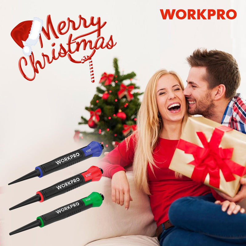 WORKPRO 3-Piece Nail Punch Set, Includes 1/32", 1/16", 3/32" Nail Setter, Color Coded Nail Set Tool with Shock-Absorbing Grip