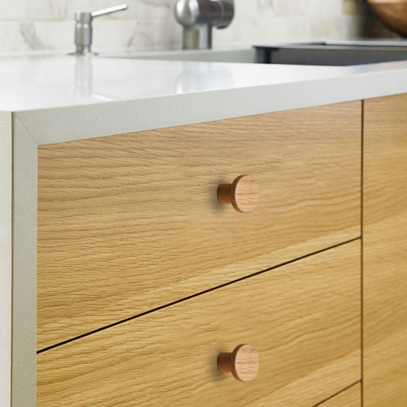 10 pcs Black Oak Round Chinese-Style Cabinet Door Handles Cabinet Drawer Pulls Single-Hole Wardrobe Knobs Wooden Door 10