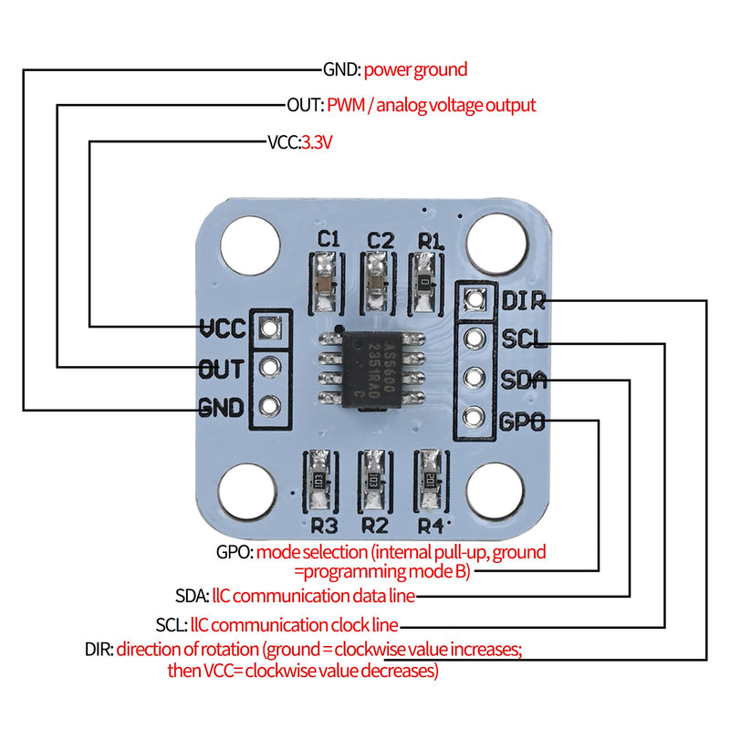 5pcs AS5600 Magnetic Encoder 12bit 3.3V High Precision Magnetic Induction Angle Measurement Sensor Module