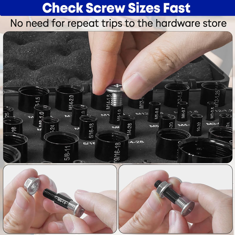 47Pcs Thread Checker, 25 Inch & 22 Metric Nut Bolt Thread Gauge with Storage Case, Accurate Fastener Measuring for Narrow Space, Auto Repair & Mechanical Maintenance