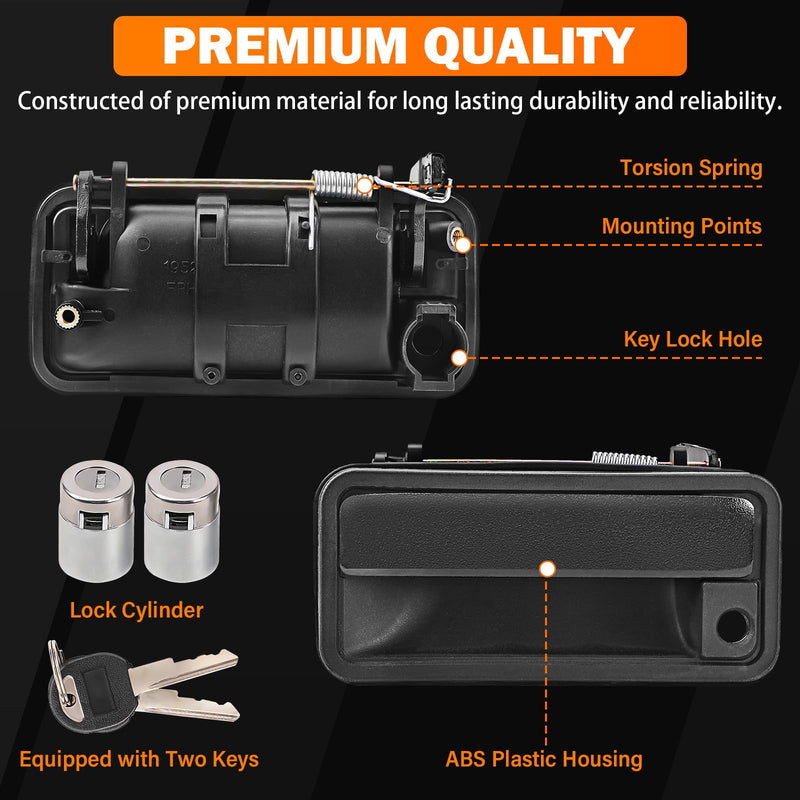 Yinlowa Front Exterior Door Handles with Lock Cylinder & Keys for 1988-2000 Chevy GMC C1500 C2500 C3500 K1500 K2500 K3500 Tahoe Suburban Yukon Escalade Pair Replaces 15742229 15742230 15032305 Front Left & Right (With Locks) Black