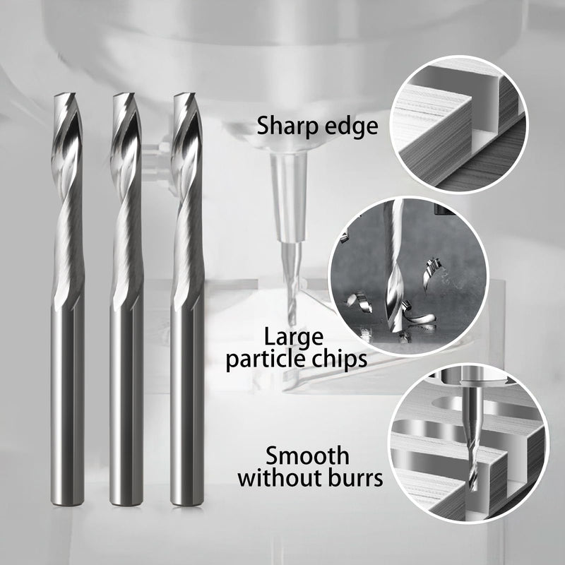 1/8 Single Flute Carbide Up Cut ,End Mill Single Flute Spiral Router Bit Milling Cutter with 1/8 Inch Cutting Diameter Router Bit Set for Aluminum Cutting Pack of 10 (3.175x3.175x10mm) 3.175x3.175x10mm
