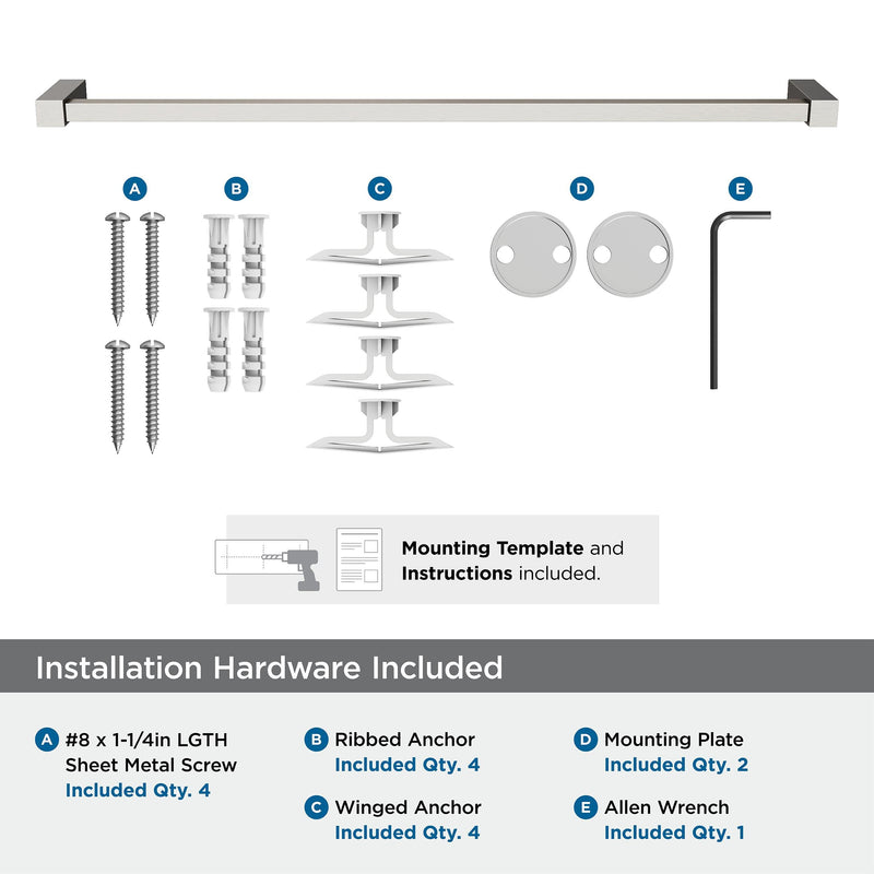 Amerock BH36084G10 | Brushed Nickel Towel Bar | 24 inch (610 mm) Center-to-Center Towel Rack | Monument | Bathroom Towel Holder | Bathroom Hardware | Bath Accessories