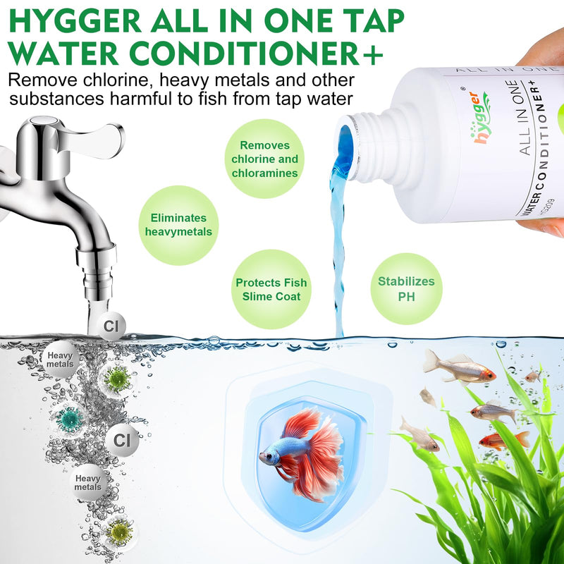 hygger Aquarium Water Conditioner for Freshwater, Neutralizes Chlorine, Chloramines, Heavy Metals, Ammonia & Nitrite, Safe for Fishes and Plants, 300 ML 300ML