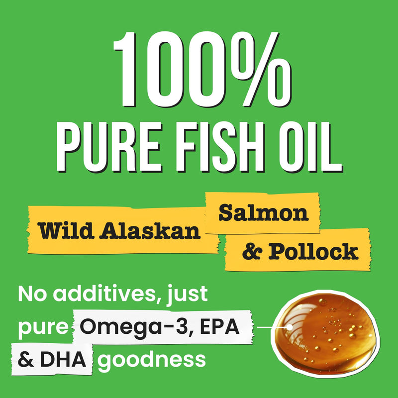 Omega 3 Fish Oil for Dogs - Made with Wild Alaskan Salmon Oil for Dogs; Liquid Fish Oil Supplement for Pets with Omega 3 EPA+DHA Fatty Acids; Real Ingredients, Real Taste — Trusted by Vets! 16 fl oz - PawsPlanet Australia