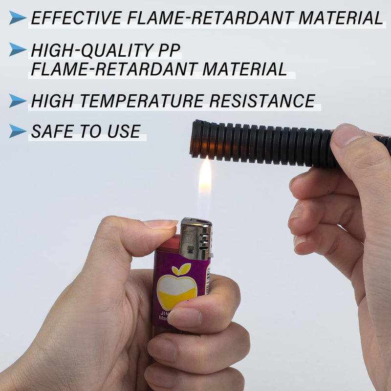 Kanayu Split Flame Retardant Wire Loom High Temperature Cable Conduit Split Cable Sleeves Loom Tubing Auto Wire Conduit for Industrial Electrical Automotive Marine(1/2''-50 ft,Black) 1/2''-50 Ft Black