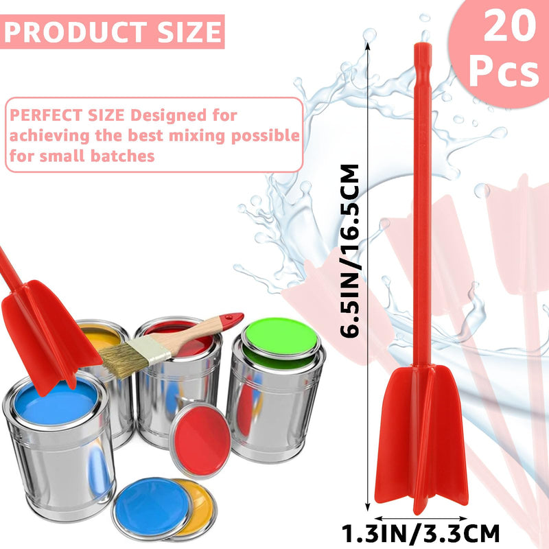 WOPPLXY 20 Pcs Paint Mixer Drill Attachment, Paint Stirrer for Drill, Helix Paint Mixer Resin Mixer Epoxy Plastic Paddles for Mixing Resin, Epoxy, Silicone Molds (Red)