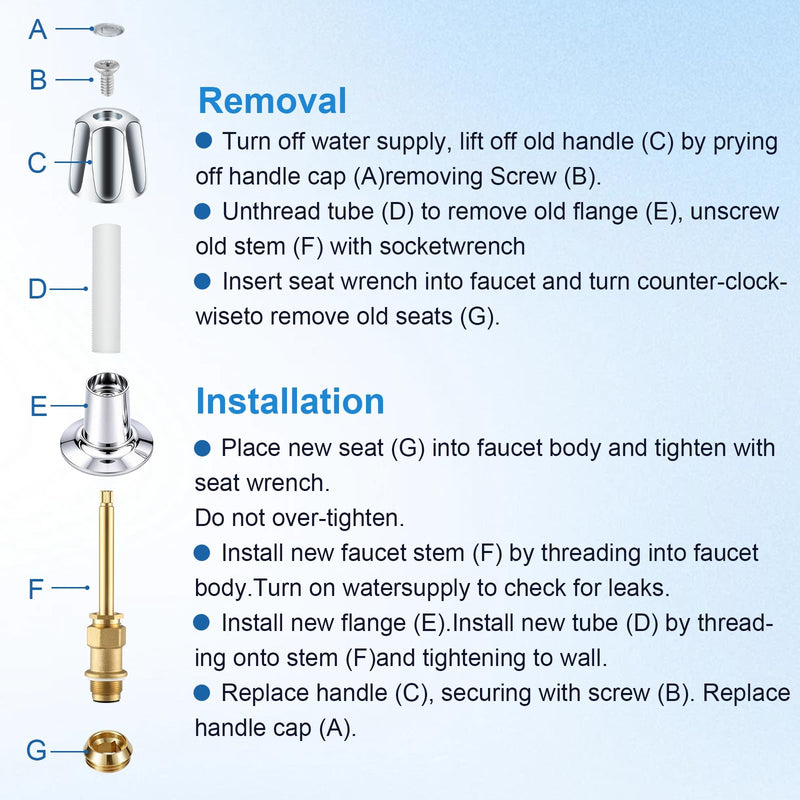 2 Piece Shower Knobs Replacement Kit, Compatible with Pfister Shower Valve Polished Chrome