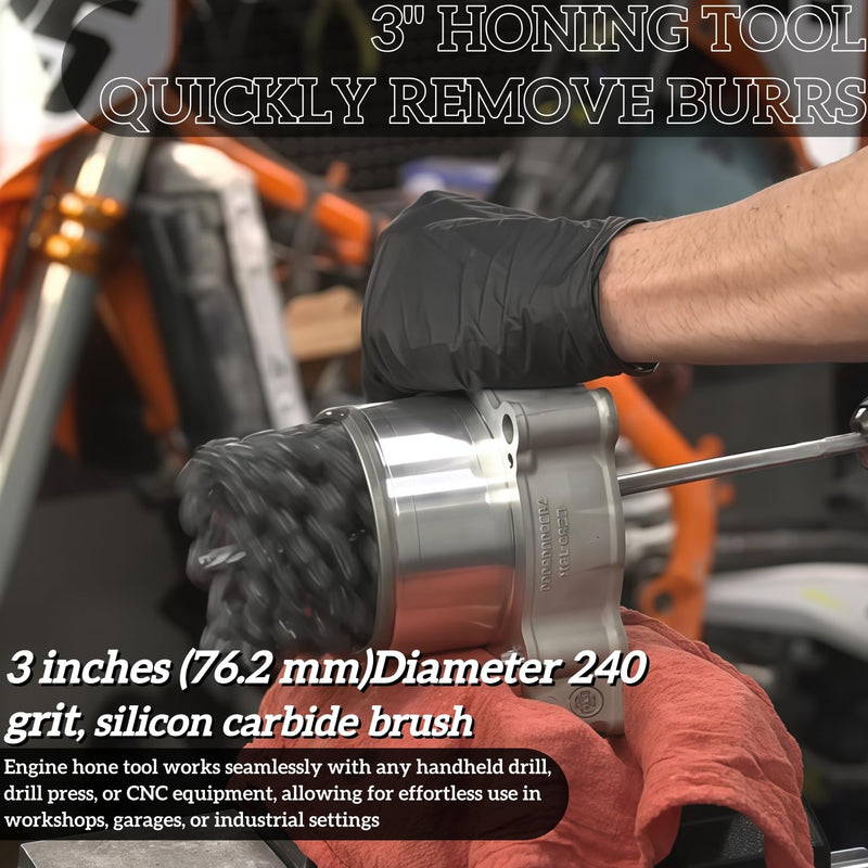 3-Inch Flexible Cylinder Hone, 240 Grit Silicon Carbide Honing Tool for Engine Cylinder Honing, Fits 2.75"–3" Bore Diameter, for Cast Iron, Stainless Steel & Soft Metals 3" (76.2mm) 240 Grit