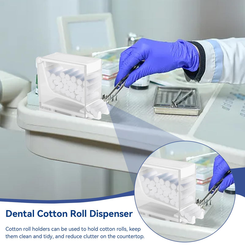 Press-on Dental Cotton Rolls Holder and Dispenser with Nonslip Base(Cotton Rolls Not Included), 4.7 x 3.8 x 1.9in(White)