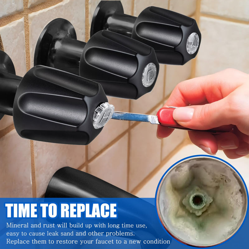 Dreyoo 3 Piece Shower Knob Replacement Compatible with Price/Pfister Verve Tub Shower, Bathtub Faucet Handle Remodel Trim Kit Include 1 Hot 1 Cold 1 Diverter and 3 Screws(Matte Black) Matte Black