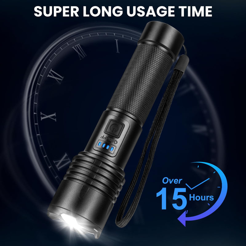 Rechargeable Led Flashlights High Lumens 3Pack, 99000 Lumen Super Bright Flash Light with 3 Modes & Adjustable 2 Beam, Brightest Waterproof Flashlight 15H Long Runtime for Hiking Camping Medium