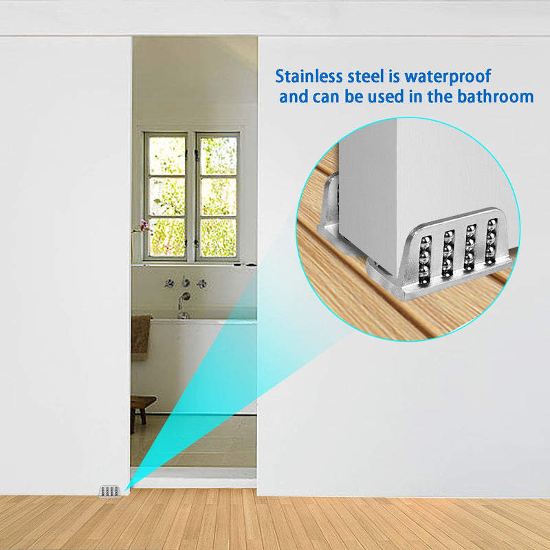 4 Barn Door Floor Guide Bearing Design, Sliding Barn Door Floor Guide Adjustable Rollers at The Bottom Strong and Durable Steel Frame 4 Pack