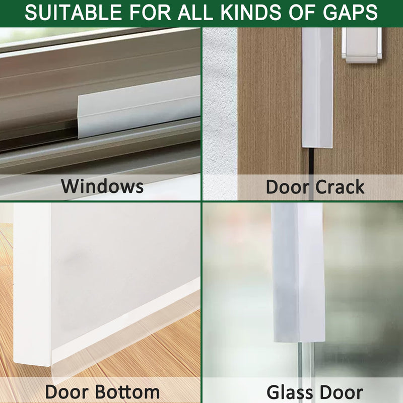 49 Feet Silicone Seal Strip, Transparent Weather Stripping Door Seal, Draft Seal Insulation Tape Strip, Under Door Seal Strip for Window Seal and Door Bottom Seal, 3 Rolls-Total 49ft (Width 35mm)
