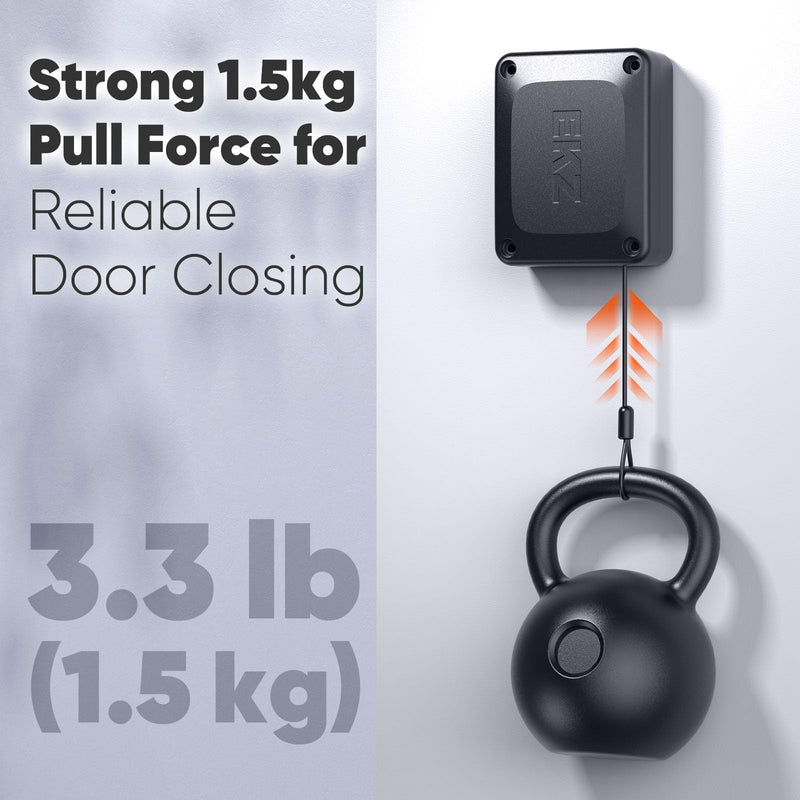 EKZ Retractable Automatic Door Closer – Fits Sliding Glass, Screen, Single & Double Doors – Strong 3.3 lb Spring Tension, Punch-Free Easy Install for Entry, Bathroom, Bedroom, Study (1 Pack) 1 Piece - NewNest Australia