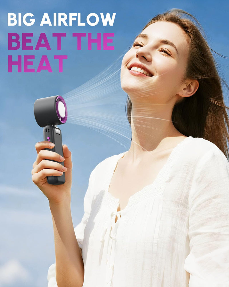 GVY Portable Handheld Fan,1-100 Speed Settings, [Up to 24H Cooling] 4000mAH Rechargeable Battery| Mini Personal Fan for Travel, Beach, Camping| Gifts for Women/Girls (Gray) Dark Grey
