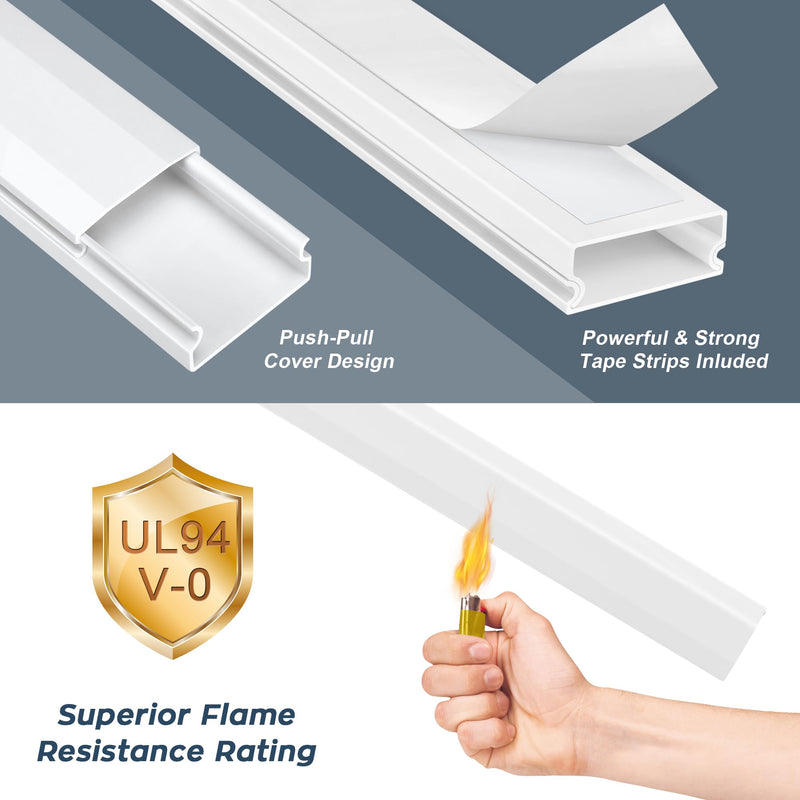 TV Cable Hider - 62.8in PVC Cord Hider Cable Management Wall, Paintable Cable Concealer for Wall Mounted TV, Cable Raceway White Wire Hider, Wall Wire Covers for Cords, 4* L15.7in *W1.2in *H0.59in Large