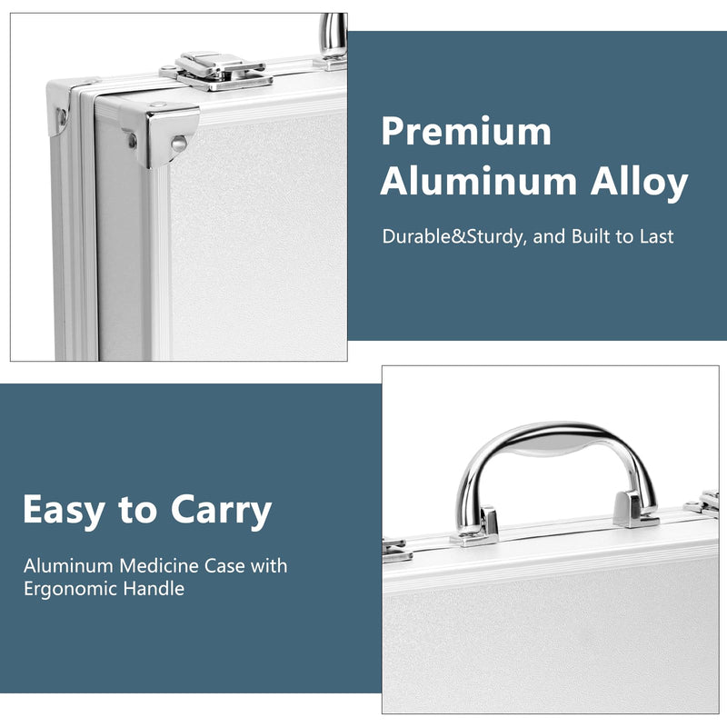 11.8 Inch Aluminum Tool Box Portable, Lockable Handle Portable Medicine Chest Organizer Aluminum Briefcases for Men Women-11.8x3.15x6.7in (30x8x17cm)