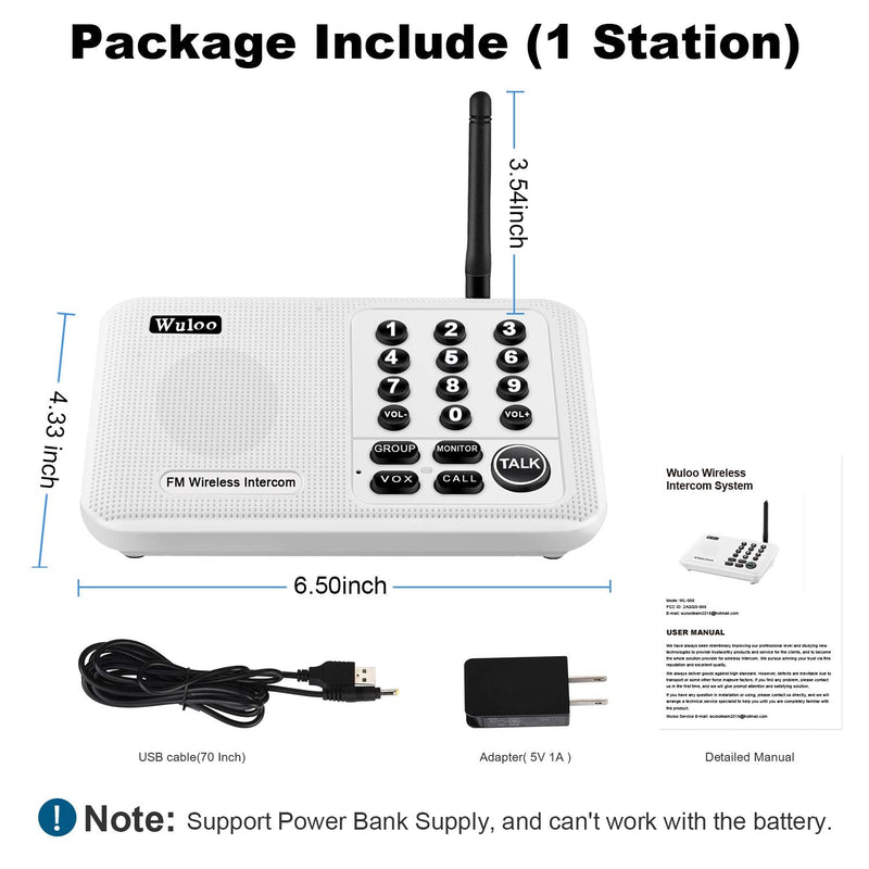 Expandable for Wuloo Intercoms Wireless for Home 5280ft Range 10 Channel 3 Code (Only 1 Unit for Expandable The Original intercom System, CAN NOT Work Without Other Units) 1 unit White