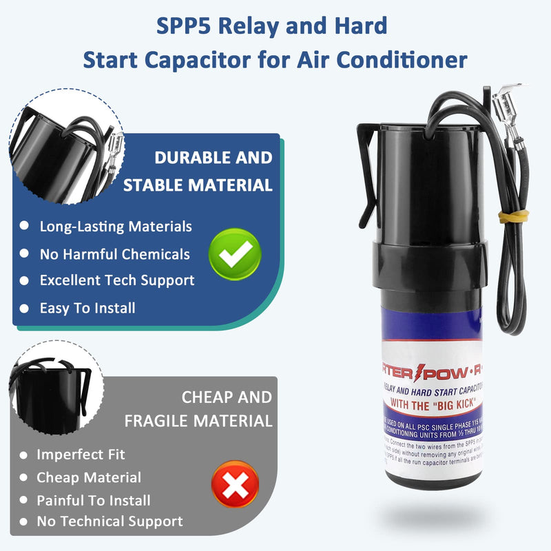 SPP5 Hard Start Capacitor for Air Conditioner,Increases Compressor Starting Torque 300% AC115V-288V from 4,000 BTU Window Units to 120,000 BTU Commercial Units(1/2 Thru 10 H.P.) by MIFLUS SPP5(Increases Torque 300%)