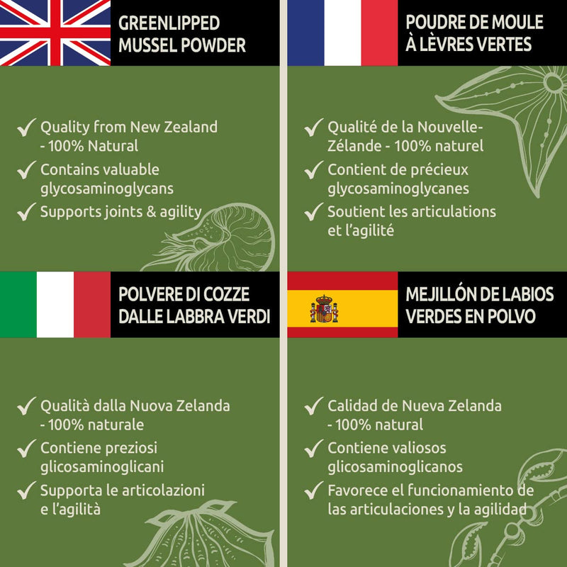 GreenPet green-lipped mussel for dogs and cats 100g - natural green-lipped mussel powder to support joint function, green-lipped mussel for dogs and cats, high acceptance - PawsPlanet Australia