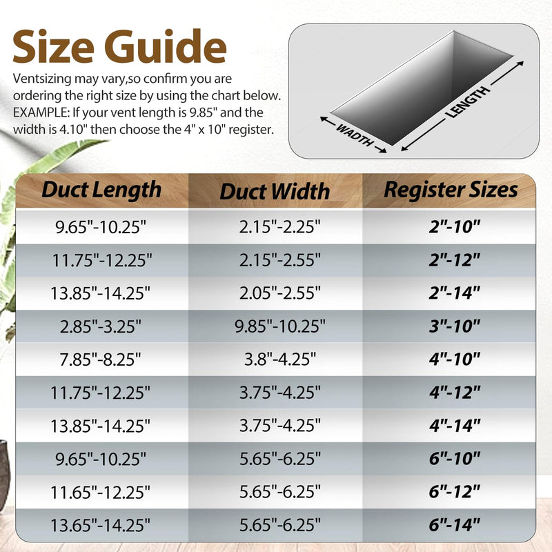 2x10 Floor Register, Floor Vent Covers 2 Pack, Steel Adjustable Air Supply Grille Register Vent Cover Grill for Sidewall and Floor, Vent Covers for Home Floor, Black 2X10 floor vent covers 2pack