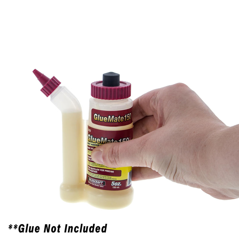 Milescraft 5222 Glue Mate 150-5oz. (150ml) Precision Wood Glue Bottle - Anti-Drip - Dowel and Biscuit Tips Included - Easy Flow Multi-Chamber Design - Ideal for Woodworking 5