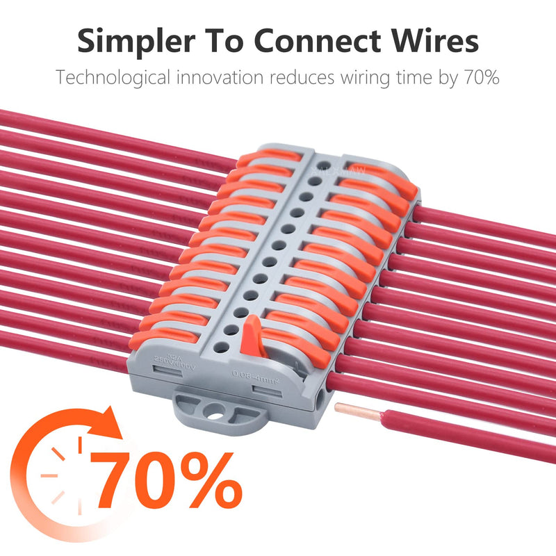 6Pcs Lever Wire Connectors, 12 Position Terminal Strip Conductor Electrical Connectors Kit for Circuit Inline 24-12 AWG