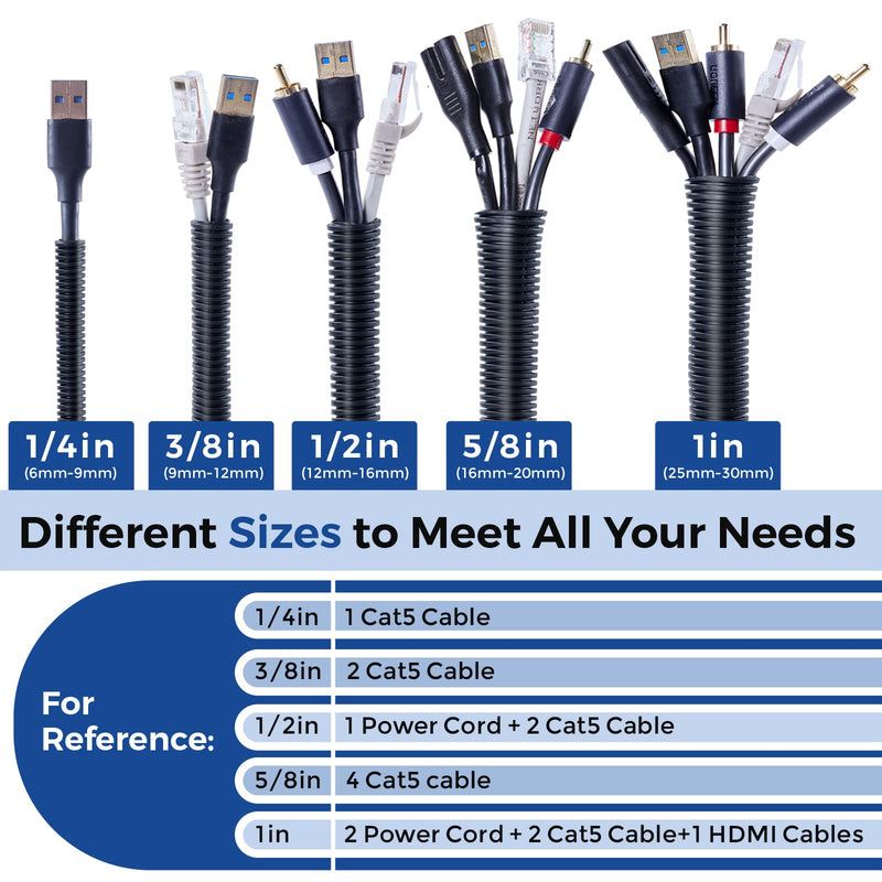 Wire Loom 1/2 inch 10ft, YCLYC Split Loom, Cord Protectors from Pets, Wire Protector Tubing, Flexible Wire Conduit, Electrical Cord Cover for Automotive, Black 1/2"-10ft