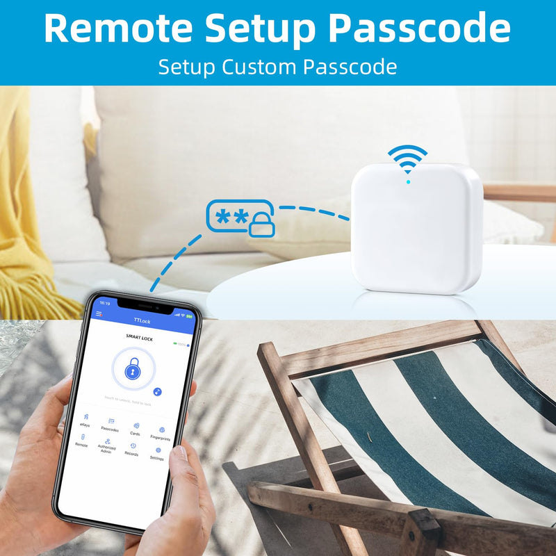 Smart Lock G2 WiFi Gateway,Keyless Entry Door Lock & TT Lock App Bluetooth Remotely Control, Paired with Smart Door Lock WiFi Gateway Smart Hub Compatible with Alexa Voice Control