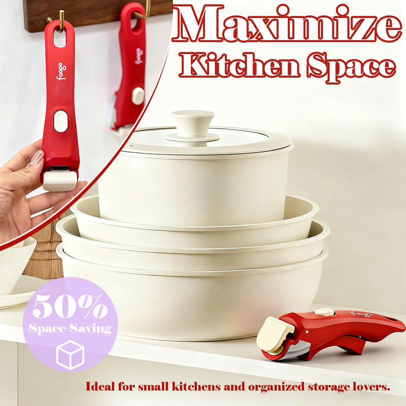 Removable Handle, Detachable Handle for Pots and Pans, Durable & Heat-Resistant, Fits All Cookware Replacement Handles, Compatible with Thin Edge Cookware (2Pcs)