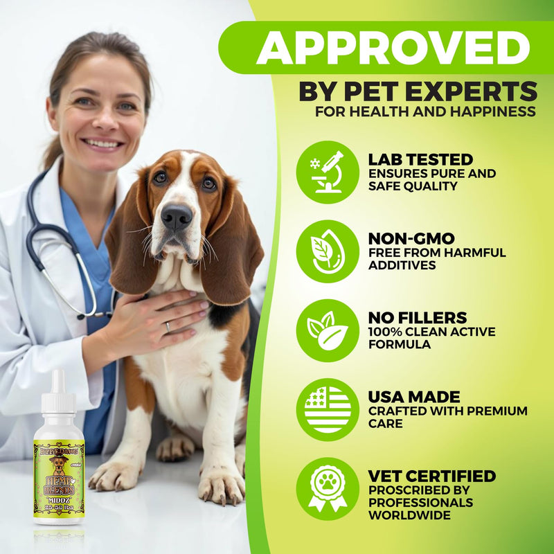Hippie Dawg Middz Hemp Oil for Medium Dogs (26-50 lbs) - Advanced Hip and Joint Support with Glucosamine, Collagen & Hyaluronic Acid - Natural Calming Tincture for Recovery & Wellness - 1oz