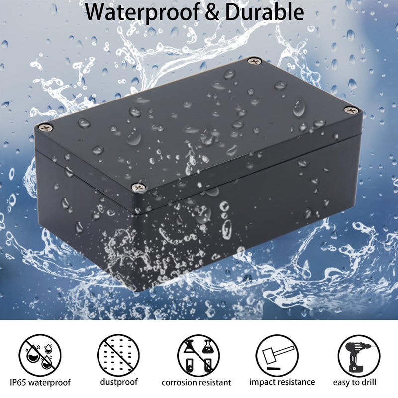 2 Pack Project Box IP65 Waterproof Junction Box ABS Plastic Black Electrical Boxes DIY Electronic Project Case Power Enclosure 3.27"x3.19"x2.2"(83x81x56mm) 3.27"x3.19"x2.2"(2Pcs)