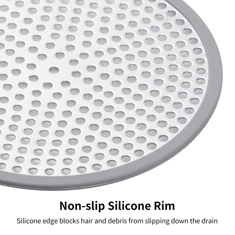 Ohtomber Shower Drain Hair Catcher - 2PCS 4.72” Shower Stall Sink Drain Cover Strainer, Stainless Steel Bathtub Hair Filter Trap Stopper, Bathroom Floor Screen Protector with Silicone Rim 4.72 inch