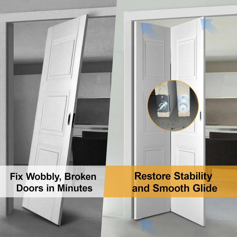 Bifold Door Repair Kit, N7192 Bi-Fold Door Repair Bracket and N 7266 Bi-Fold Door Top Pivot and Guide Wheel, for 1-3/8 in Wood Bifold Hardware Replacement Parts