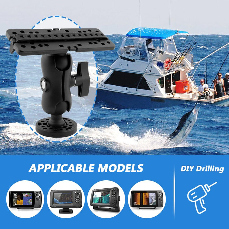 Fish Finder Mount Base, 360 Degree Swivel Marine Universal Electronic Mount, Ball Mount Fish Finder and Universal Mounting Plate for Marine Boat Kayak Pontoon Canoe black