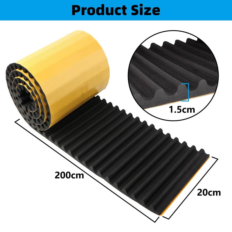 Spurtar Thick Garage Wall Protector Garage Parking Aid, 79" L x 8" W x 3/5" Self-Adhesive Car Door Protector, Wavy-Mat Wall Padding, Vehicle Door Edge Guards, Bumper Guards Protection Pads 1 Piece - 79" × 8" × 0.6"