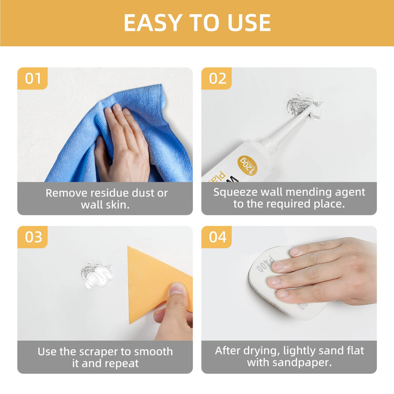 Drywall Repair Kit Hole Repair Patch Kits Wall Spackle Repair Paste Wall Mending Agent Quick Fix Solution for Home Wall, White Repair Putty Plaster Dent & Wood Scratch Repair 1 Pack