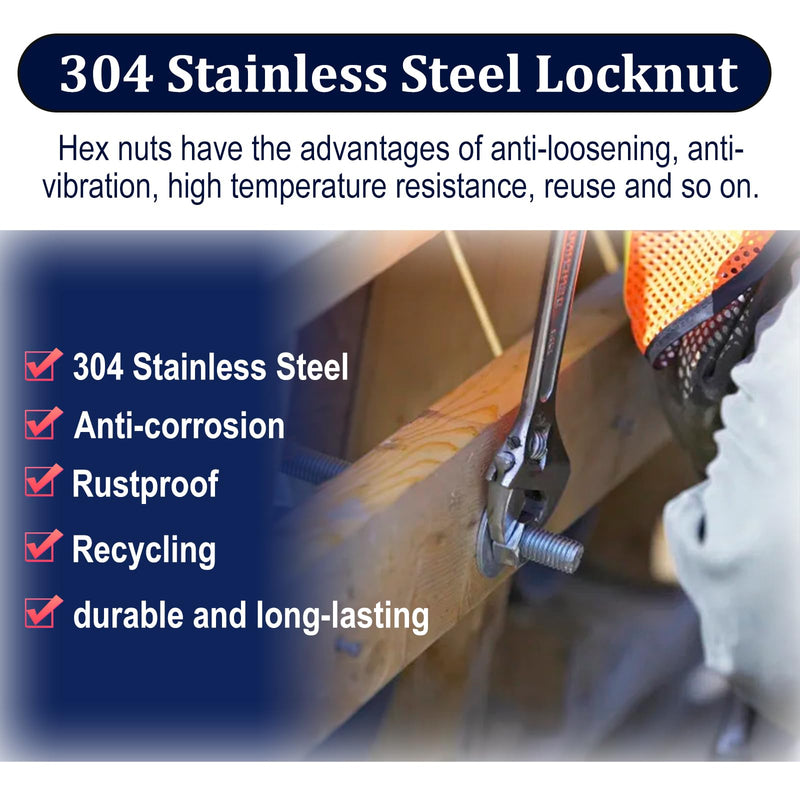 ZQZ 1/4"-20 Hex Nuts,130 Pack 304 (A2-70) Stainless Steel Hardware Nuts,Standard Inch Coarse Thread Nuts 1/4"-20;130 PCS